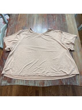 Xersion Women's 3X Tan Heathered Activewear T-Shirt Short Sleeve Scoop Neck